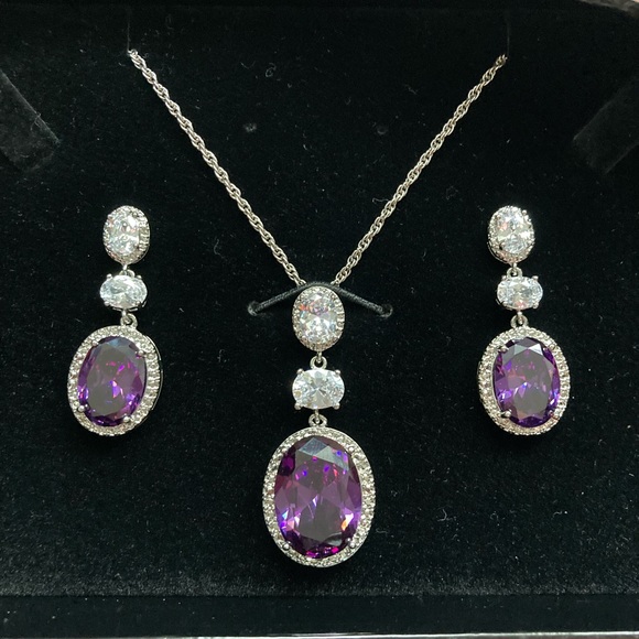 Purple Necklace and Earring Set by Martin James London - Picture 2 of 2